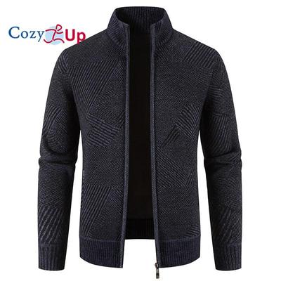 Giacca Cardigan in Maglia a Maniche Lunghe da Uomo Geometrica Slim Fit Maglione Spesso