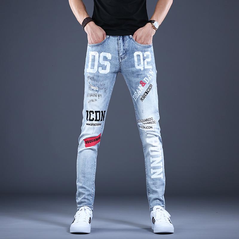 

Men s Trendy Slim Fit Jeans: Korean Style Skinny Pants for Spring & Autumn 31