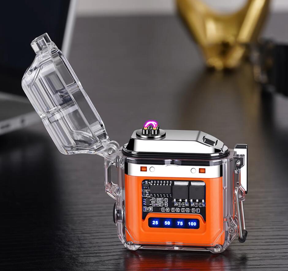 1PC New Transparent Shell Double Arc USB Electronic Lighter TYPE-C Fast ChargeLighting Plasma Lighter Electric Waterproo