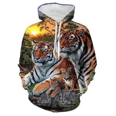 Animal tigre padrão com capuz pulôver feminino masculino solto casal moletom com capuz bolso casual 3d impressão digital camisolas