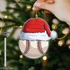 1pcs Baseball Santa Hat Christmas Ornament, Acrylic Sign, Four Seasons Decoration, with Wall Hanging, Novelty Home Decor