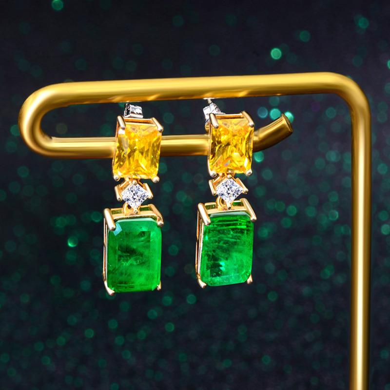 Gica Gema Emerald Earrings For Women 925 Sterling Silver Unique Design Romantic Fine Earrings Jewelry Wedding Party Gifts New Trend