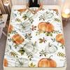Soft Flannel Blanket Suitable for All-Season Cozy Bedspread with Autumn Pumpkin Floral Bedspread In Beige, Orange, Green, White, Brown - Thick Warm Co
