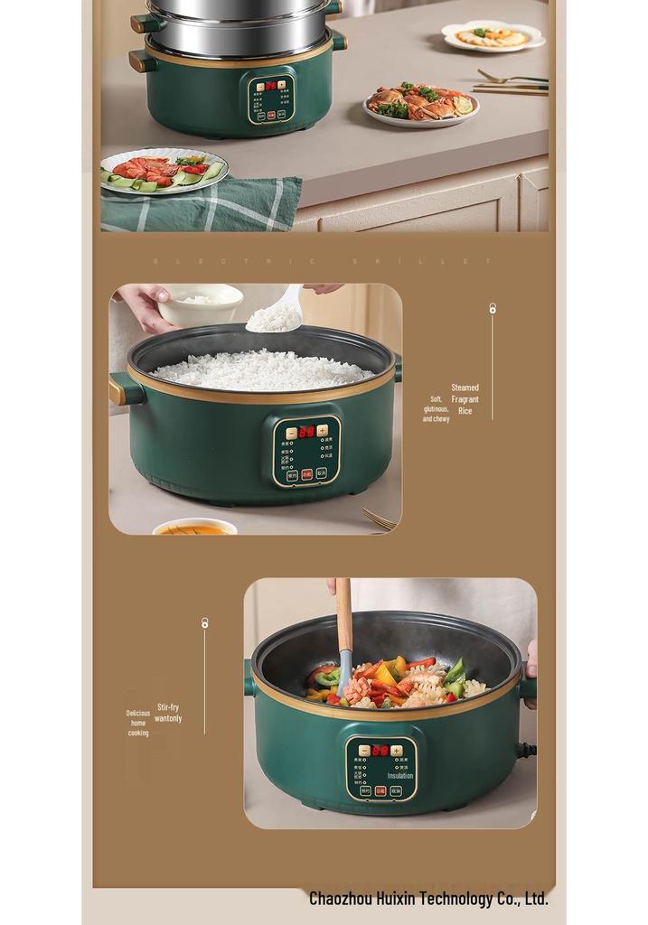 Multifunctional Electric Three-Layer Steamer and Hot Pot with Automatic Power-Off and Timer