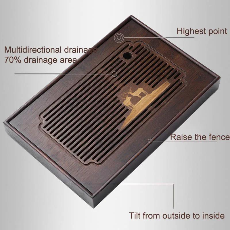 Chinese Natural Bamboo Tea Tray Water Storage Kung Fu Set Household Rectangular Board