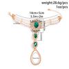 KunJoe  Luxury Green Rhinestone Droplet Connected Finger Chain Bracelet Women Elegant Multi-layer Imitation Pearl Bracelet
