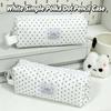 Cute White Polka Dot Pencil Case Stationery Bag Portable Large Capacity Pen Pouch Student School Stationery Storage Bag