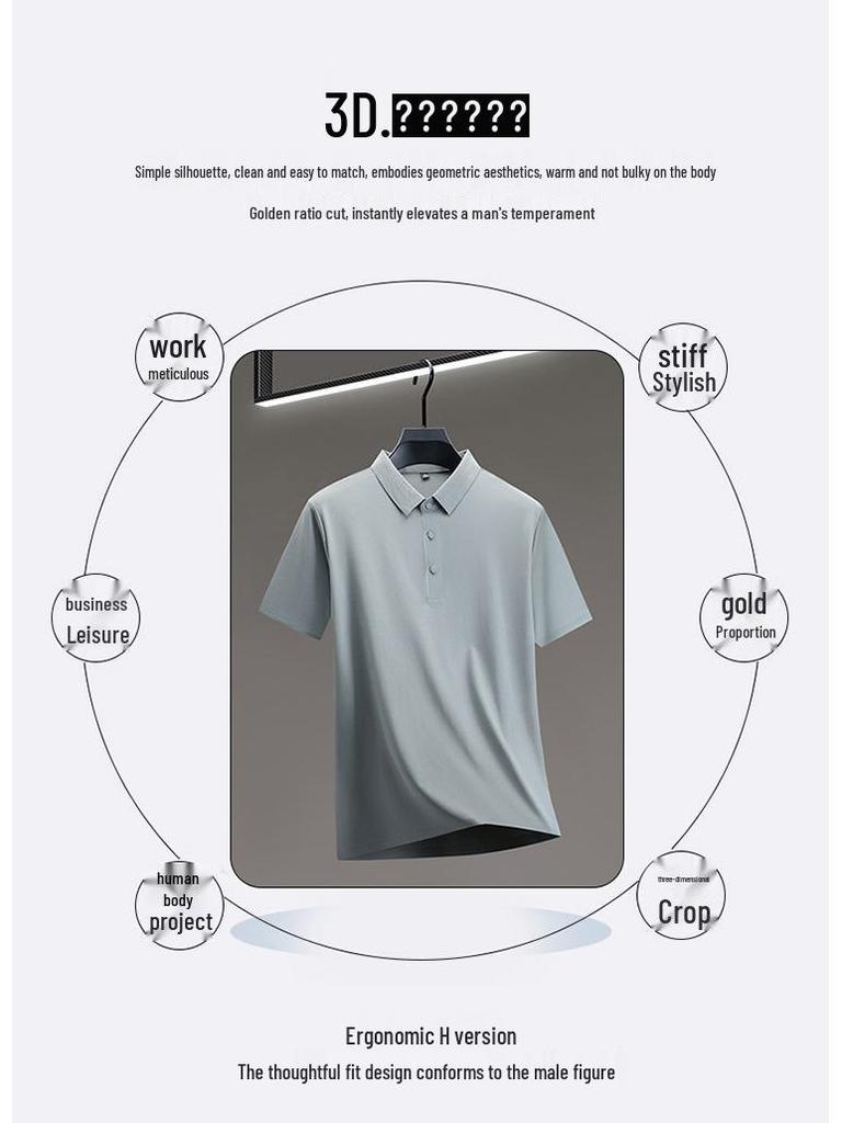 Men's Custom Short-Sleeve Polo Shirt with Logo – Seamless, Heat-Sealed, 3D Cut Design.