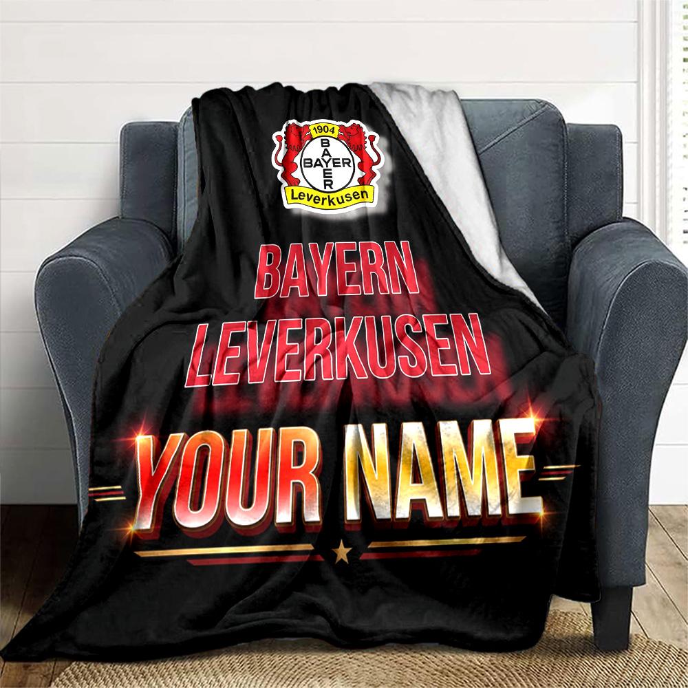 1pc Personalized Name Bayer Leverkusen Blanket, Gift, for Men and Women, Soft Blanket, Good for Sofa Bed Couch Travel, Lightweight Flannel Blanket
