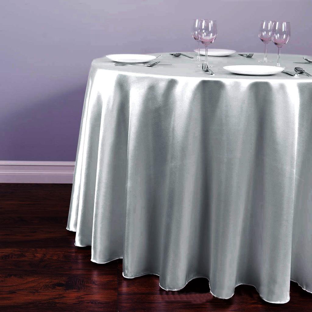 Round Satin Table Cloth Tablecloth Table Cover Overlay For Birthday Wedding Banquet Restaurant Festival Party Supply