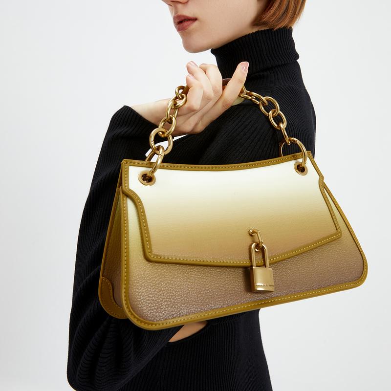 Charles & Keith Metal Lock Decorative PU Handbag Shoulder Bag Crossbody Bag Regular Women Handbags CK2-50781691