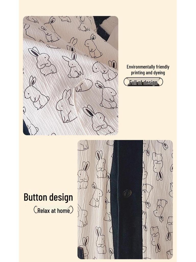 Long Sleeve Maternity Nightgown: Spring & Autumn Breastfeeding Pajamas with Cardigan for Pregnant Women