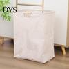 Easy Clean Laundry Hamper Basket with Wooden Handles, Cotton And Linen Large Portable Dirty Clothes Container Basket, Storage Space Saving Foldable