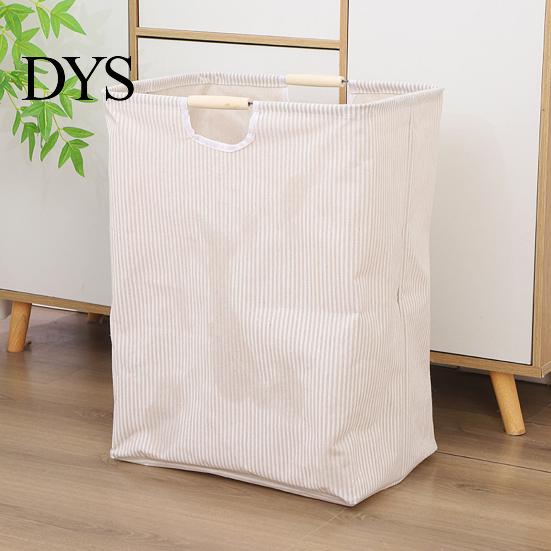 Easy Clean Laundry Hamper Basket with Wooden Handles, Cotton And Linen Large Portable Dirty Clothes Container Basket, Storage Space Saving Foldable
