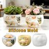 Kattformad Silikon Blomkrukform Non-stick Handgjord Ljuskoppform Mjuk Miljövänlig DIY Hantverksform Skrivbordsdekorationer