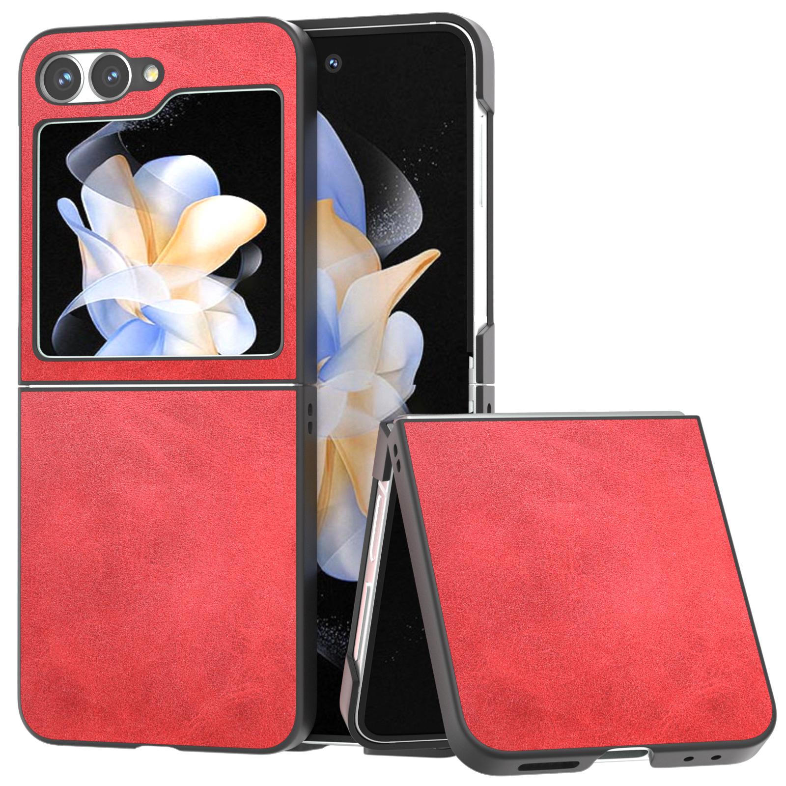 

For Samsung Galaxy Z Flip7 FE 5G/Z Flip6 5G Case Cowhide Texture Hard PC+PU Leather Phone Shell E