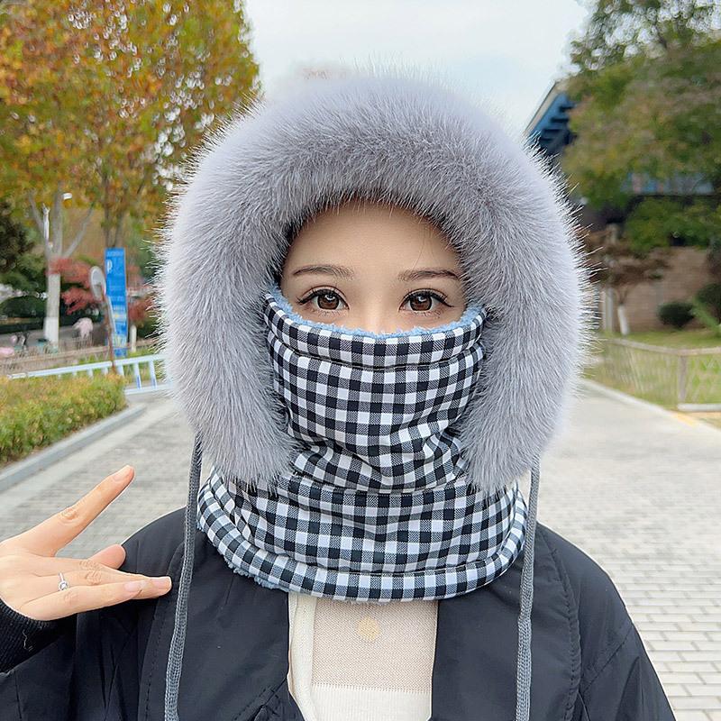 

Autumn and Winter Cycling Hat Women s Cold Protection Equipment Thickened Plus Velvet Ear Protection Warm Mask Neck Scarf Hat Integrated Lei Feng Hat one size