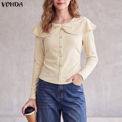 Women Lapel Neck Long Sleeve Buttons Up Ribbed Short Blouse Cardigan