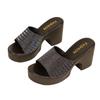 Plus Size Shoes for Women Summer Fashion Sequin 36-43 Women Slip on Platform High Heel Peep Toe Sandals Casual Beach Slippers