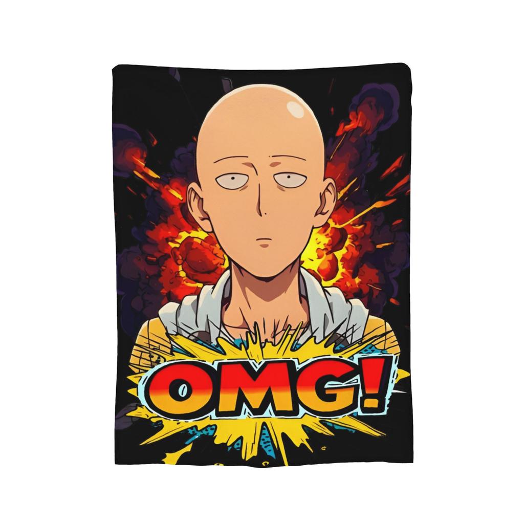Anime One Punch Man Fleece Throw Blanket Saitama Cartoon Blankets for Home Office Lightweight Bedding Throws,