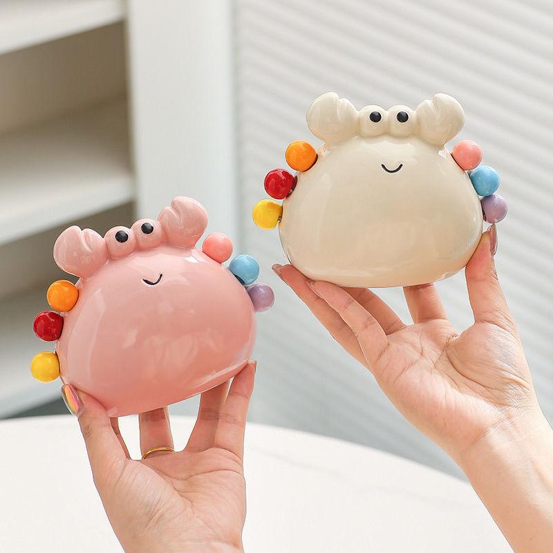 Crab Fruit Fork Set With Ceramic Holder - Stainless Steel Dessert Forks & Cute Storage Jar Kit