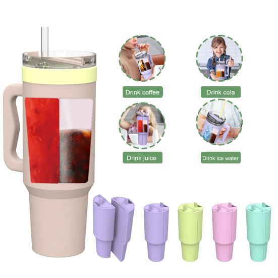 Silicone 2-in-1 Cup Liner for 40 Oz Cup Creative Drink Separator Stylish Emerald Design Food-Grade Reusable Liner for Party