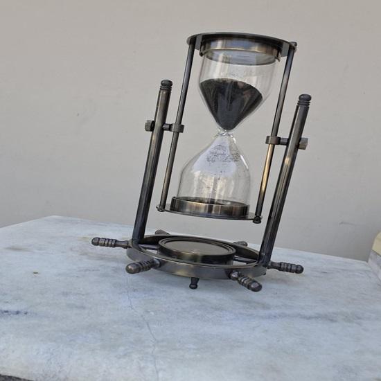 

Латунные песочные часы, подвесной морской таймер с основанием в виде штурвала и компасом