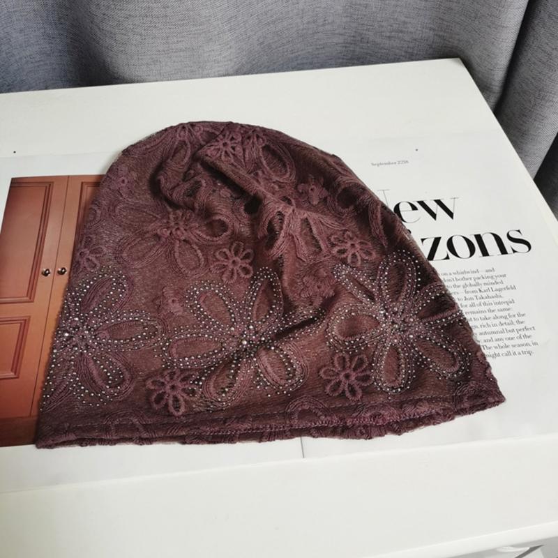 Breathable Crochet Brimless Hat for Spring and Autumn Comfortable Polyester Fabric Skull Hat for Women Daily Outfit