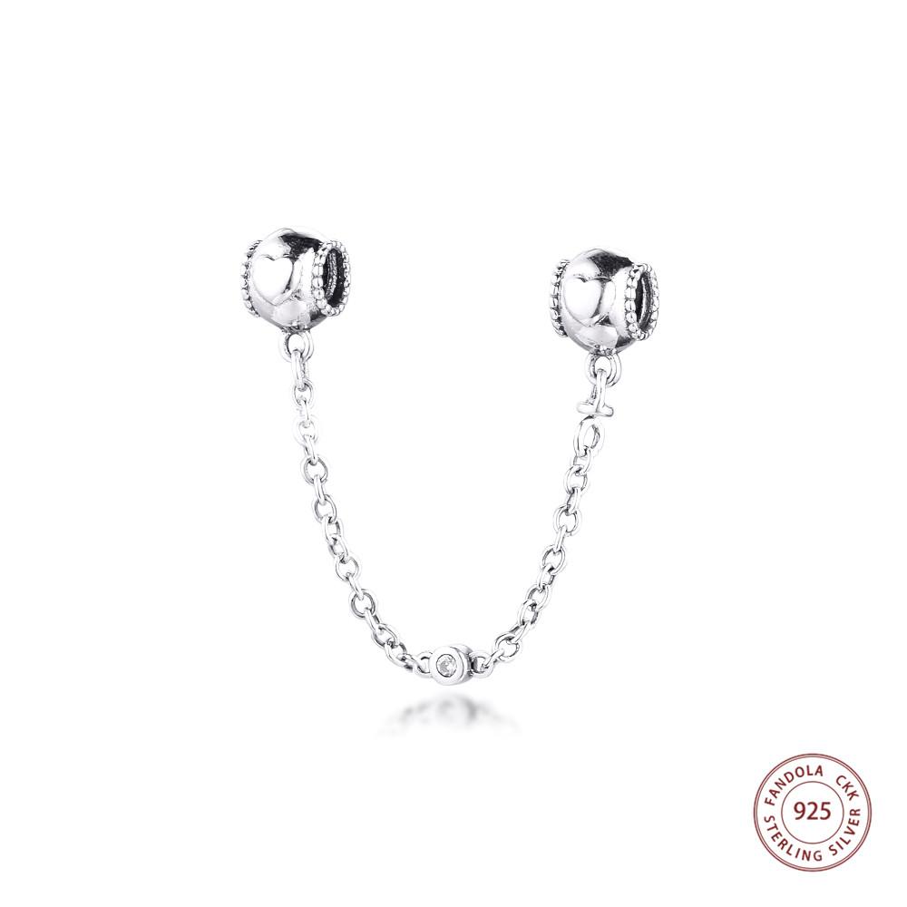 Passend für Europa-Armbänder, geprägte Herzen, Sicherheitsketten-Charms, 925er-Sterlingsilberperlen für die Schmuckherstellung