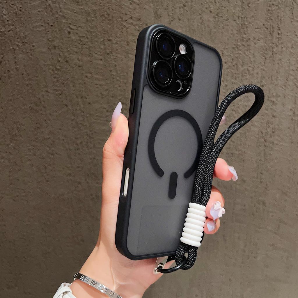 Funda Protectora Transparente Magsafe Antigolpes con Borde Mate Para Para Iphone 17 16 14 13 Mini 15 12 11 Pro Max Plus Correa de Muñeca Cubierta Magnética