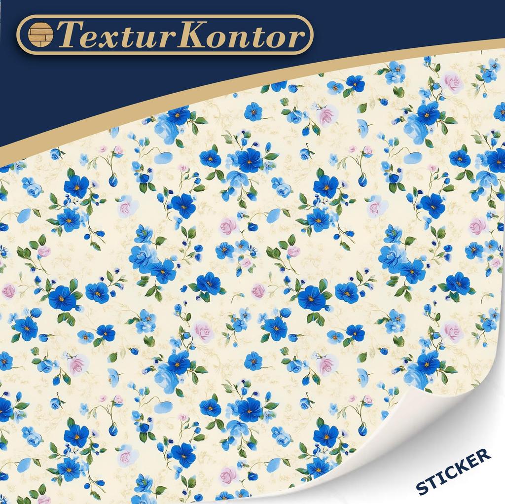 Poppenhuis zelfklevend behang, 3 vellen, 1:12 schaal (aquarel bloemen)