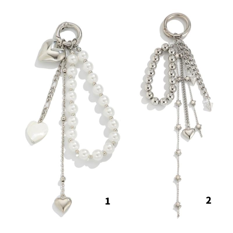 Trendiger Herz-Schlüsselanhänger Schlüssel-Schmuck Quasten Schlüsselhalter Perlen-Taschenanhänger Taschenanhänger Legierungstextur Perfekt für Tasche und Schlüssel