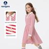 Navigare Girls' Stripe Pleated Polo Collar Dress