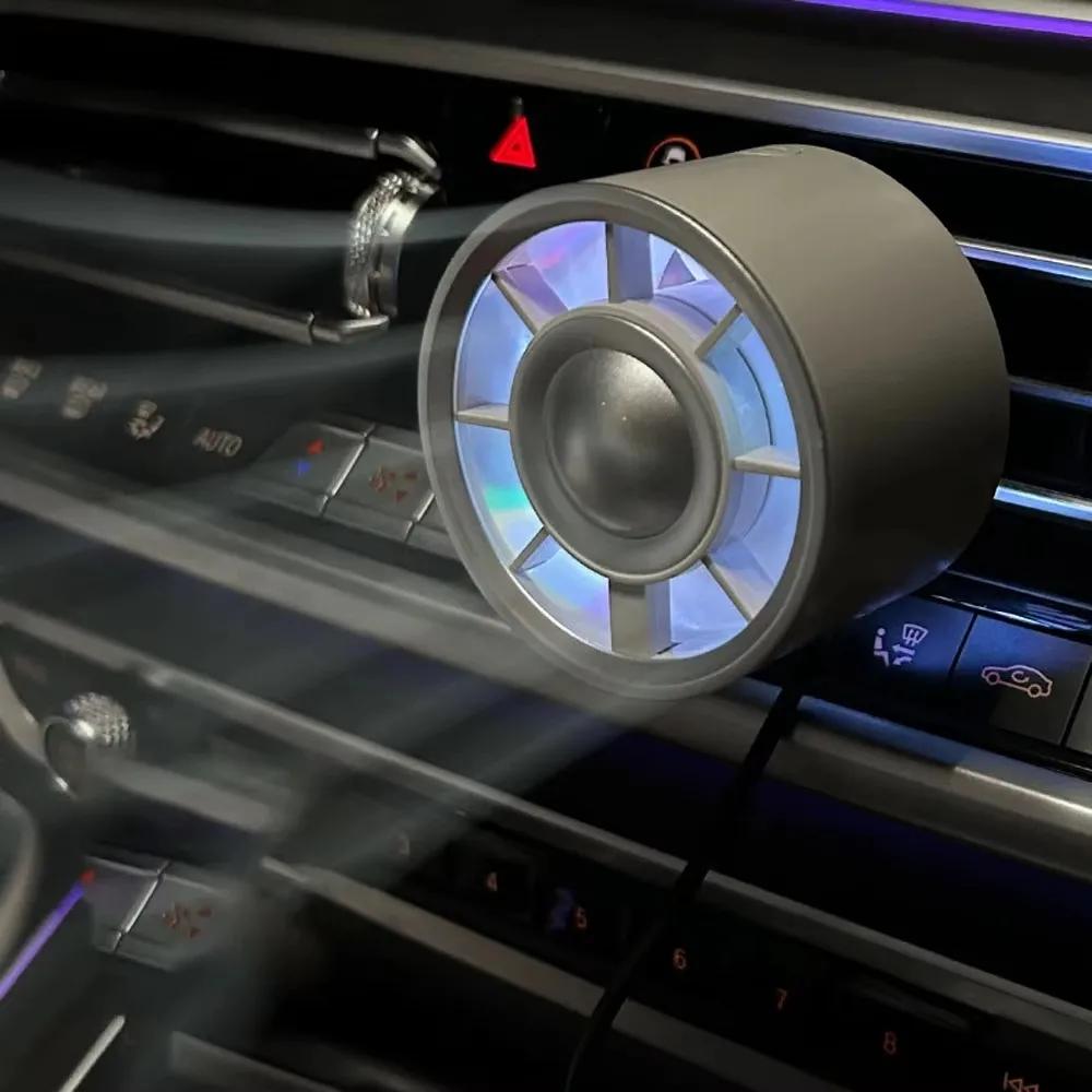 New Car Air Outlet Fan USB Cooling Fan with Color Changing Light 3 Speed Fan Car Rear Seat Heat Dissipation Car Accessories