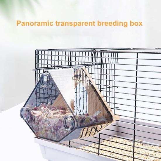 Yousheng Bird Nest Transparent Wood Bird House with Perch Easy Installation Hanging Bird Nesting Box Bird Cage Accessories