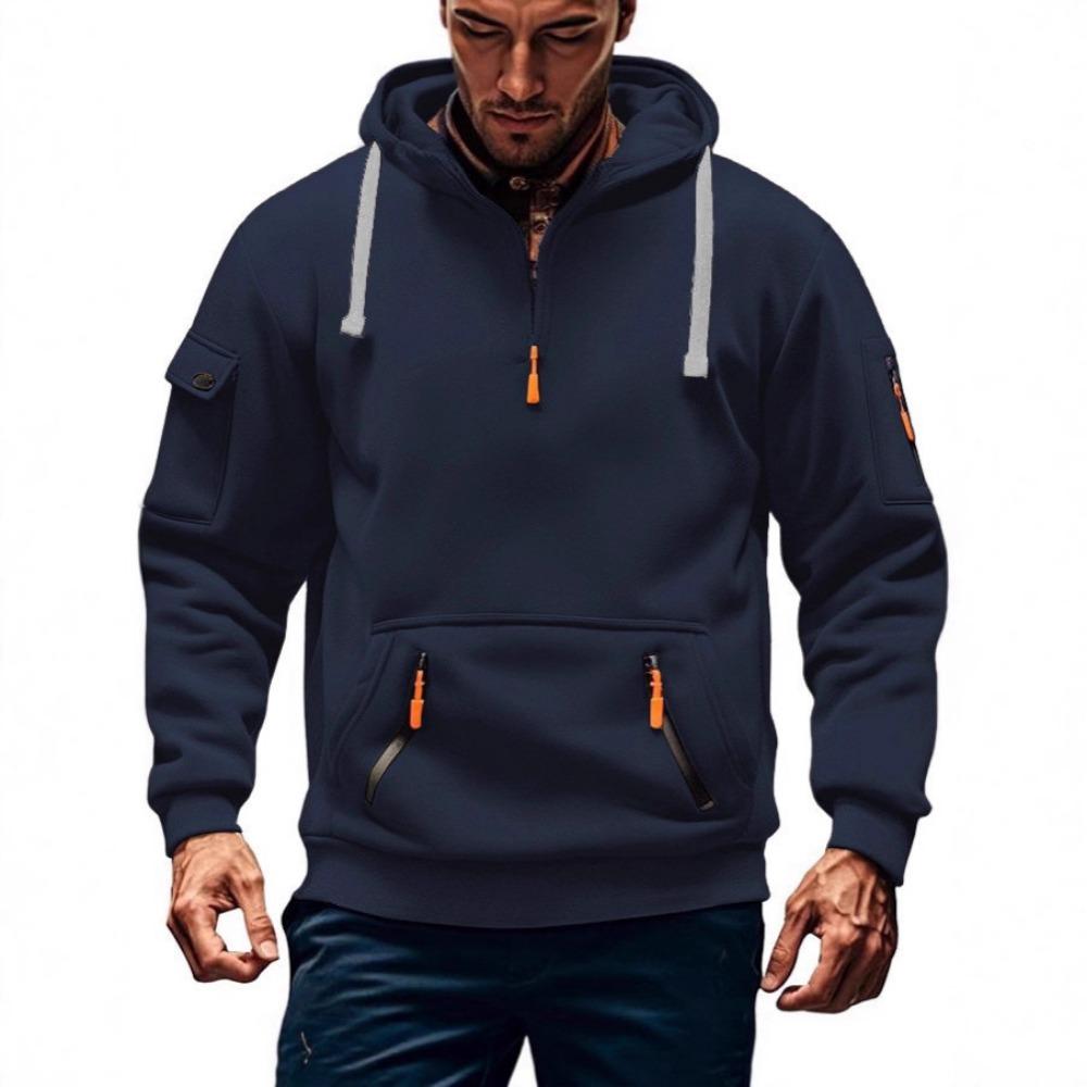 2026 New Men's Multi-zipper Sweatshirt Loose Sports Sweatshirt Casual Daily Clothing Plus Velvet Hoodie