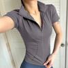 Summer High Quality Waist Slimming Training Tops Women's Quick-drying Tight Stand Collar Full Zipper Short Sleeves Yoga Shirts