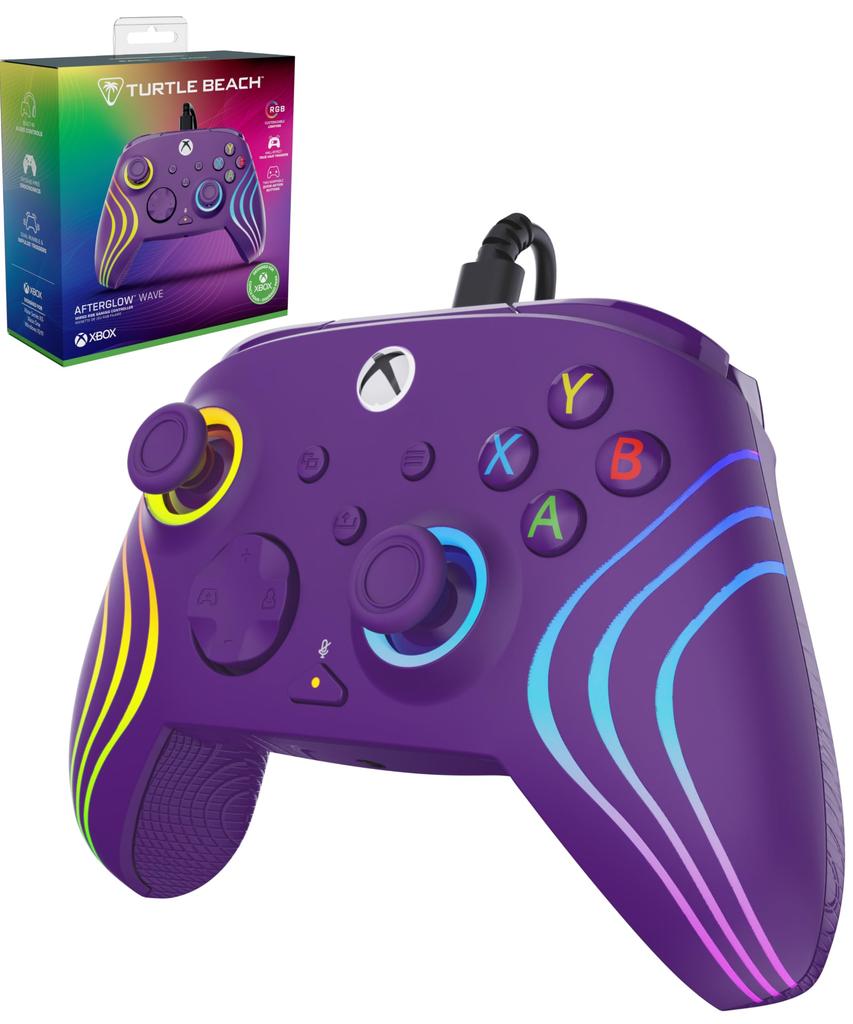 TURTLE BEACH Afterglow Wave Purple Wired USB Officially Xbox Compatible with PC and Trigger Mappable Rear RGB Chat Ergonomic Design Warranty