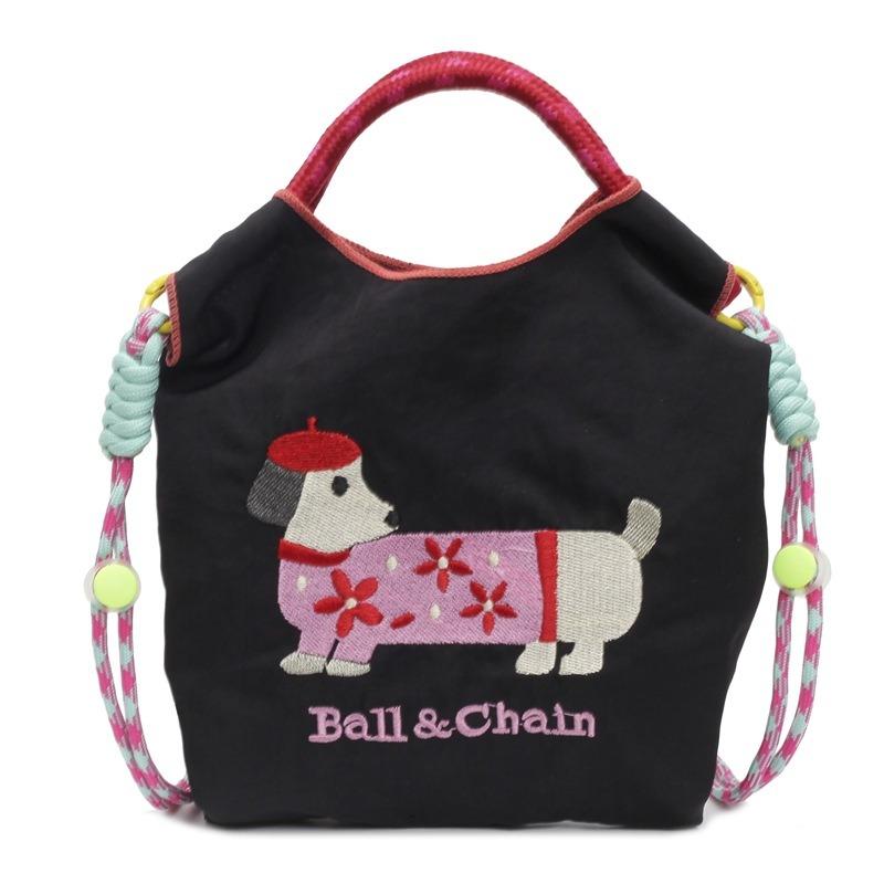 High round embroidered shopping bag, nylon waterproof tote bag, environmentally friendly folding portable shoulder bag.