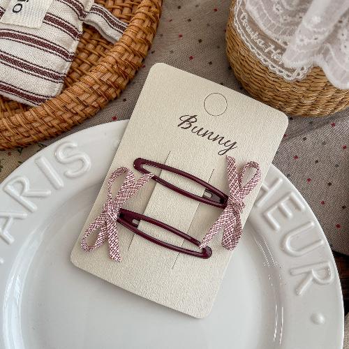 

2pcs/set Plaid Oval BB Clip Simple Bow Hairpin Bangs Side Clip Sweet Girl Barrettes Hair Clip Fashion Headwear Hair Accessories
