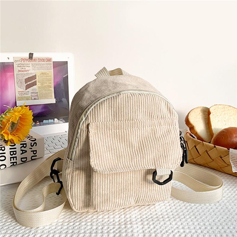 Damenmode, Reise, kleine Tagesrucksäcke, leicht, schlicht, Cord, Doppel-Schultertasche, Schulrucksäcke