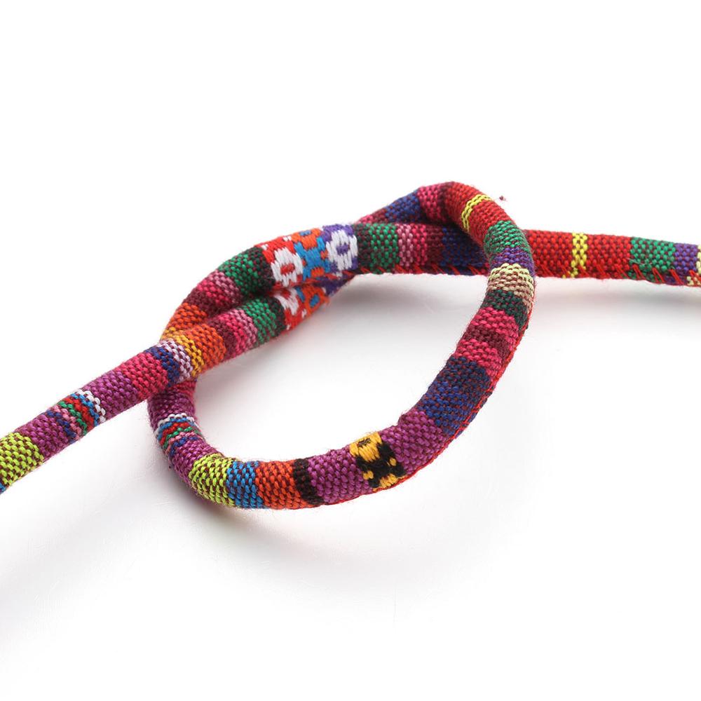 5m 1m Multi Color Cotton Cord Handmade 6mm Diameter Round Fabric Ethnic Rope Textile Wrap Embroider For DIY Bracelets Making