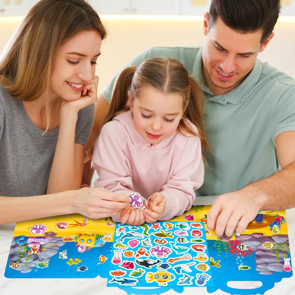 DIY Children's Handheld Jelly Sticker Book Can Be Repeatedly Pasted Focusing Puzzle Cultivation Scene Early Education Book