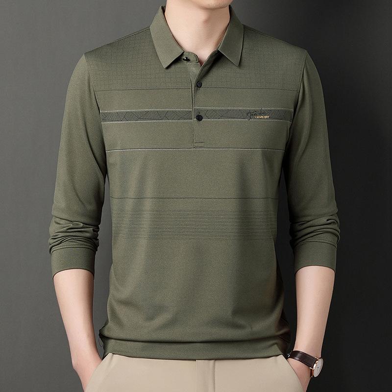 Middle-Aged Men'S Autumn Shirt Long-Sleeved Shirt Dad'S Lapel Spring And Autumn Bottoming Shirt Men'S Top