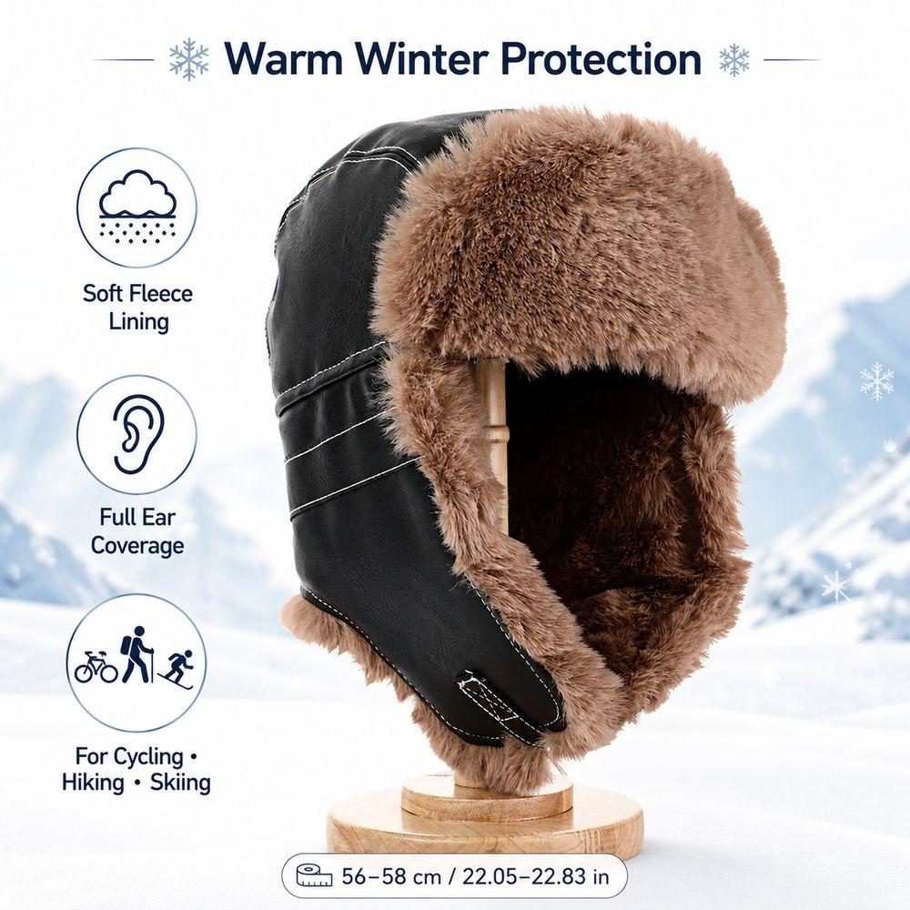 Warm Trapper Hat Faux Fur Lining Bomber Hat New Earflap Hat Cycling