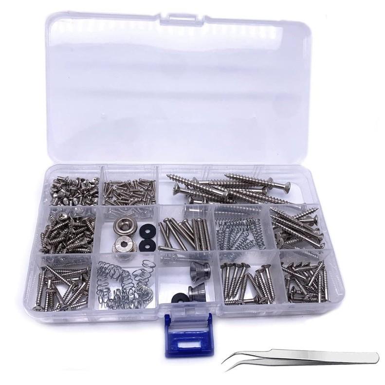 9-Piece Guitar Accessory Screw & Strap Button Set - Silver, Black, Gold