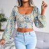 DAFIFY Women's Fashion Casual Summer Spring Long Sleeve U-Neck Blouses & Shirts