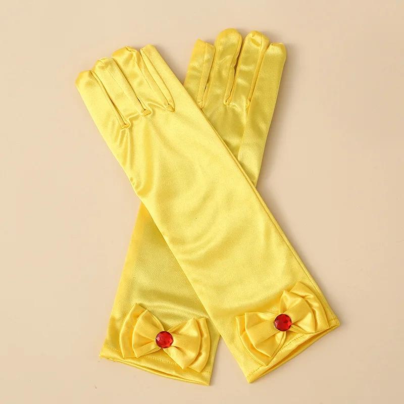 Overlapping bow ice and snow Elsa children's stage performance princess dress accessories satin gloves