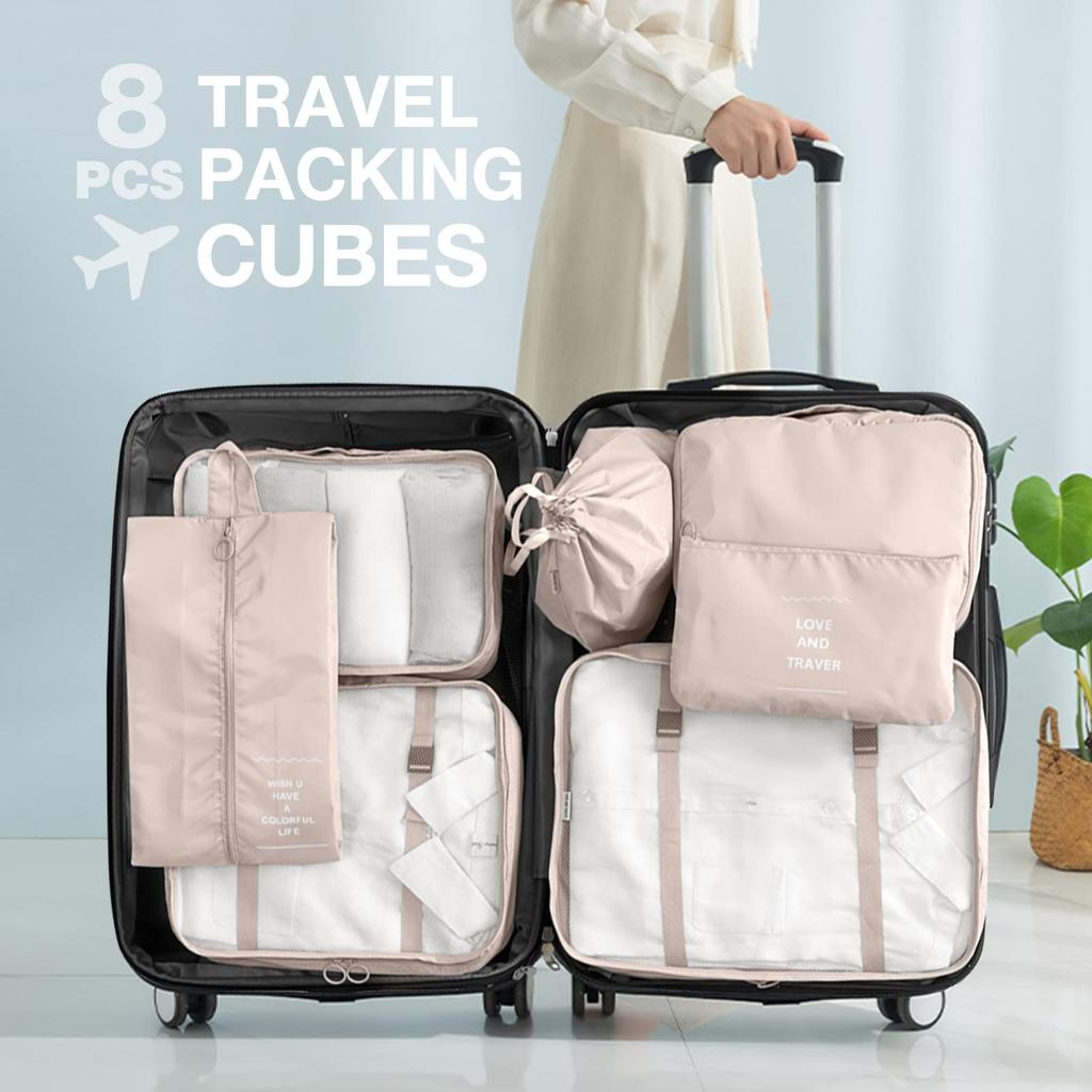 7pcs Cubes for Suitcases,Packing Cubes with Shoe Cosmetics Clothing Accessories Bags Packing Cubes for Travel Luggage Organizer