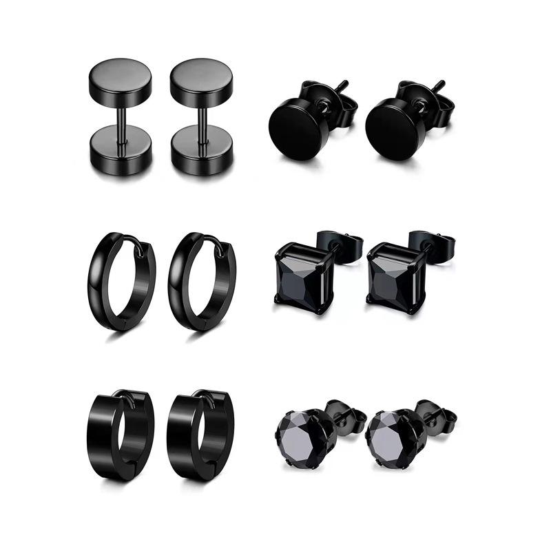 Round Square Cubic Zirconia Stainless Steel No-Piercing Ear Clip Cartilage Earrings